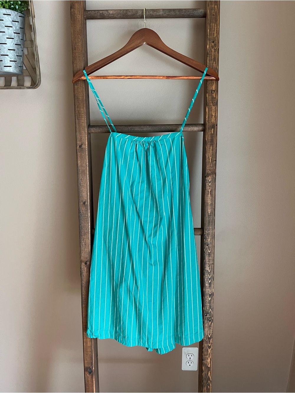 Green Striped Spaghetti Strap Sundress